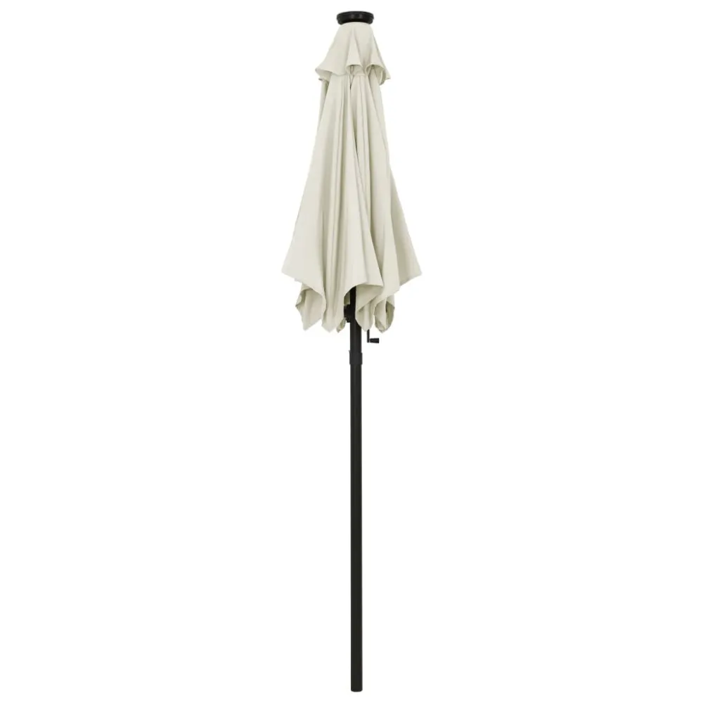 Refletor LED Solar Guarda-sol de jardim com luzes LED 200x211 cm alumínio areia
