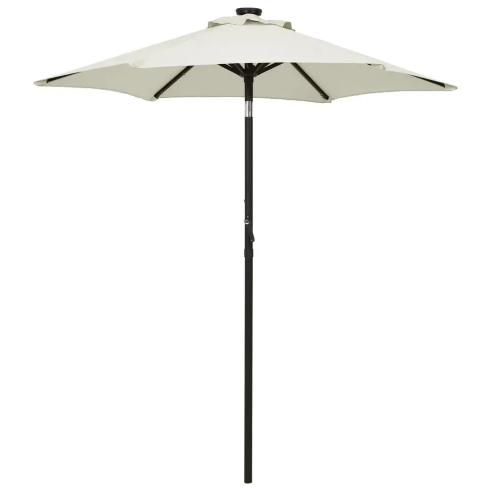 Refletor LED Solar Guarda-sol de jardim com luzes LED 200x211 cm alumínio areia