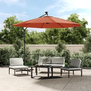 Resistente à Intempérie Guarda-sol com luzes LED e poste de ço terracota