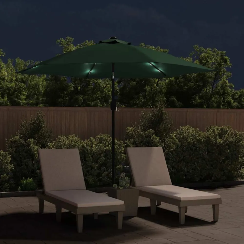 Resistente à Intempérie Guarda-sol de jardim cantilever com luzes LED 3 m verde
