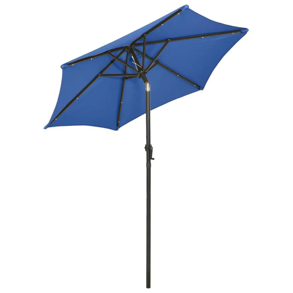 Resistente à Intempérie Guarda-sol de jardim com luzes LED 200x211cm alumínio azul-ciano