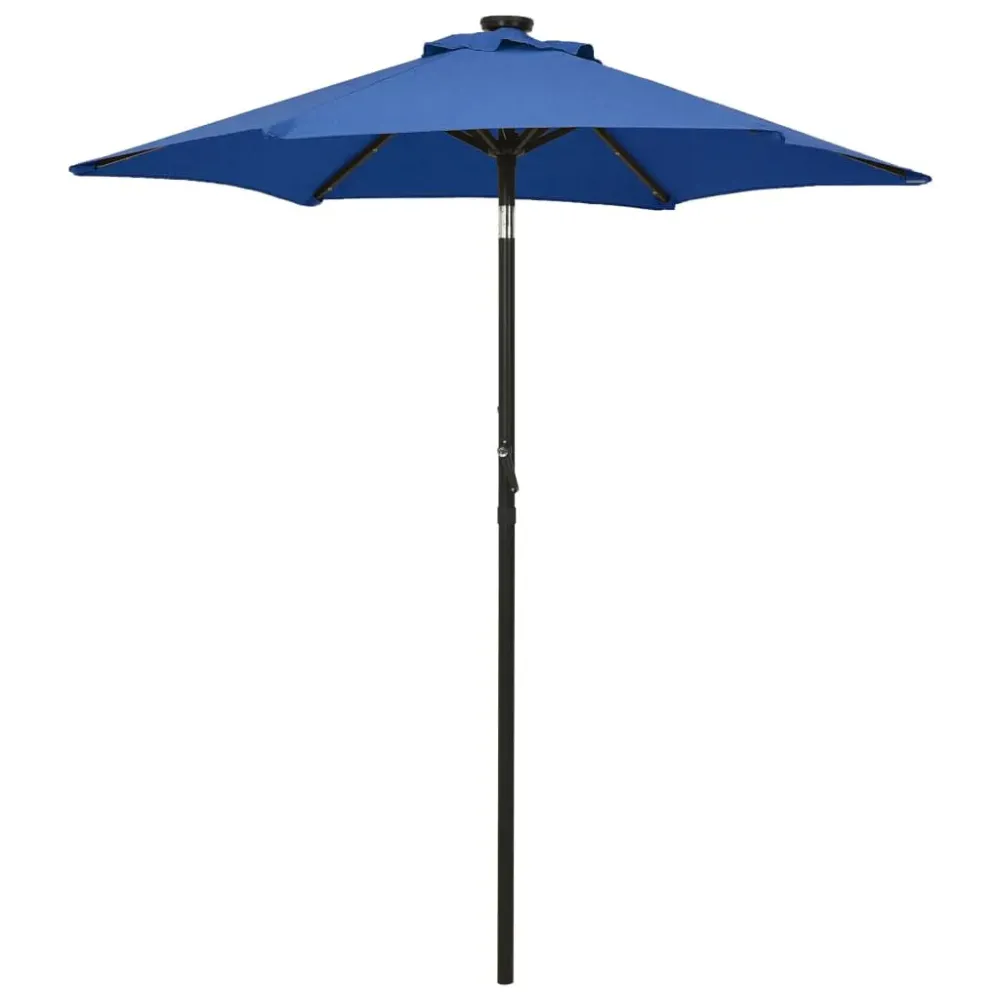 Resistente à Intempérie Guarda-sol de jardim com luzes LED 200x211cm alumínio azul-ciano