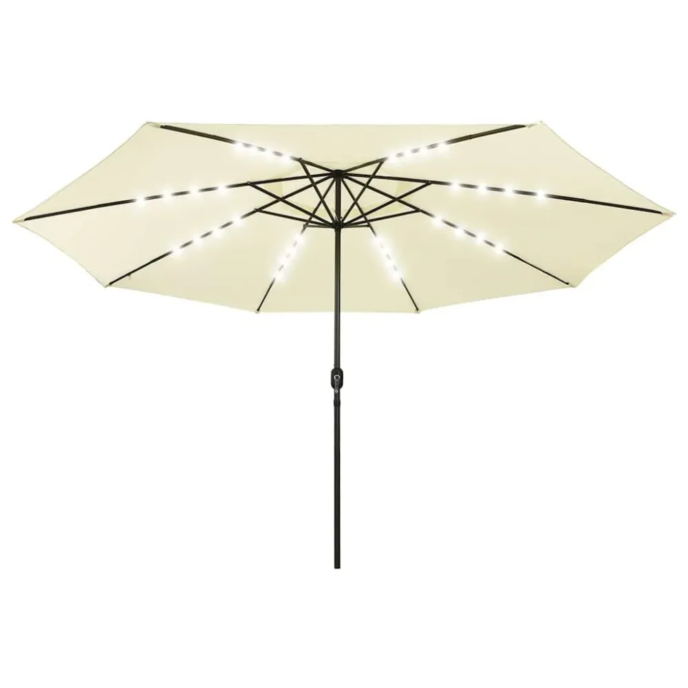 Resistente à Intempérie Guarda-sol de jardim com luzes LED 400 cm areia