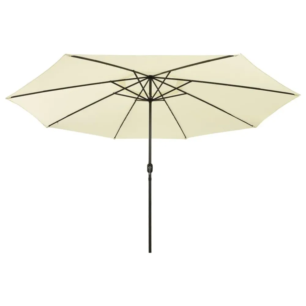 Resistente à Intempérie Guarda-sol de jardim com luzes LED 400 cm areia