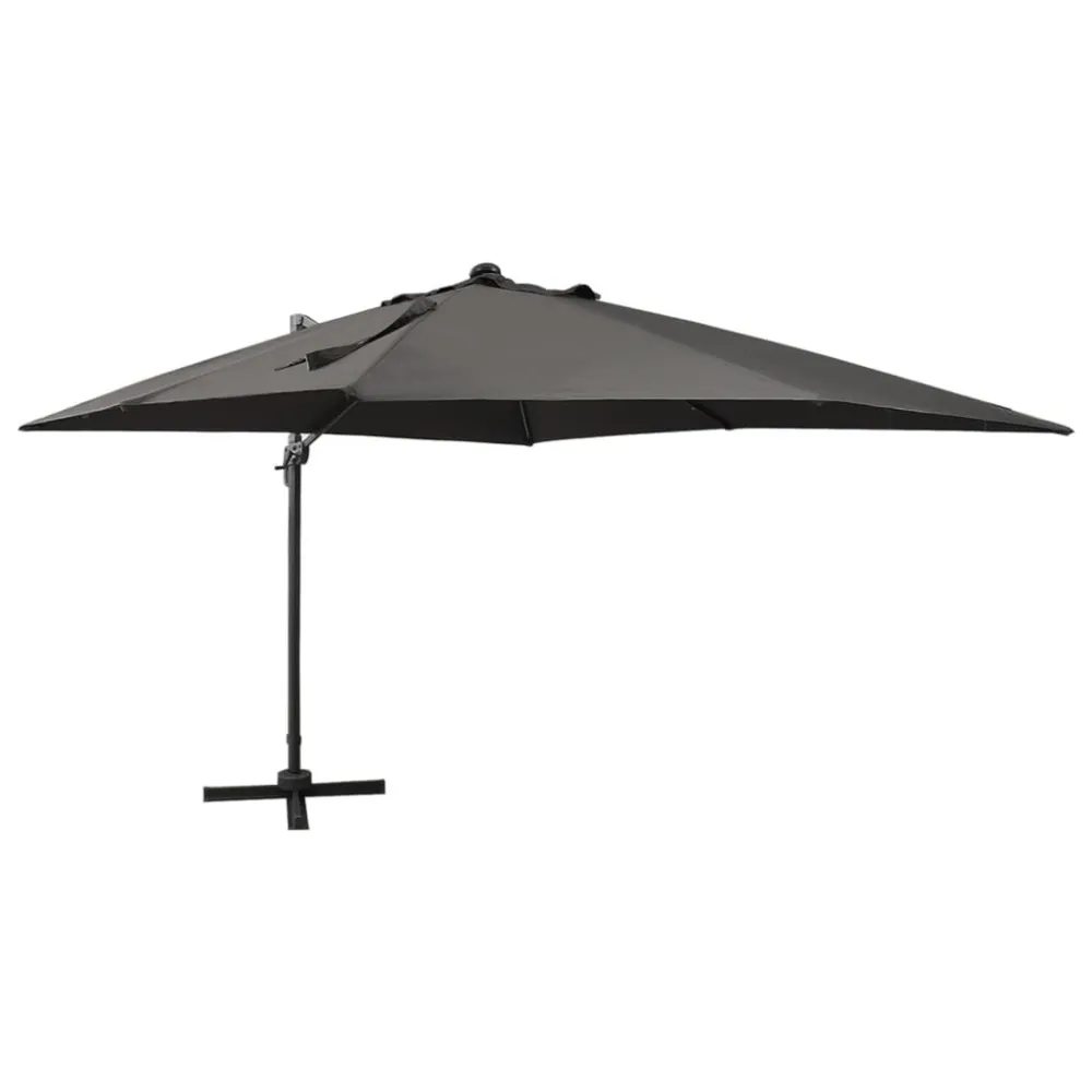 Spot de Embutir Guarda-sol jardim cantilever com poste/luzes LED 300cm antracite