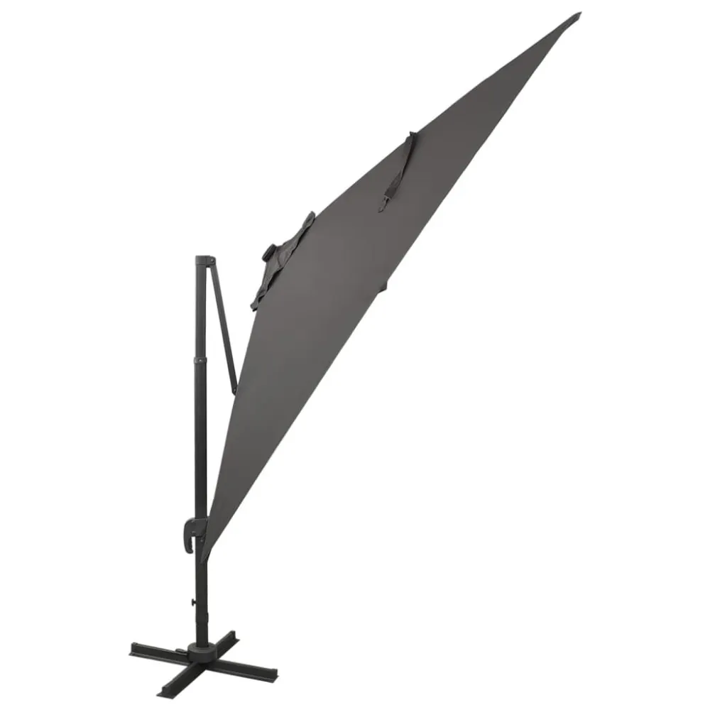 Spot de Embutir Guarda-sol jardim cantilever com poste/luzes LED 300cm antracite
