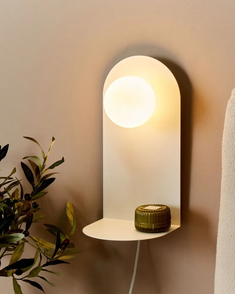 Metal Wall Lamp Shelf White MAPI
