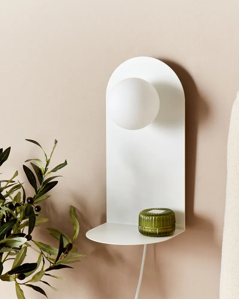 Metal Wall Lamp Shelf White MAPI