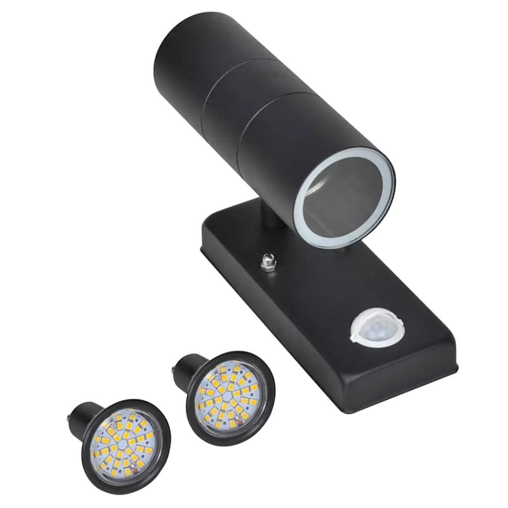 41097 Candeeiro LED de parede forma cilindro com sensor ço preto