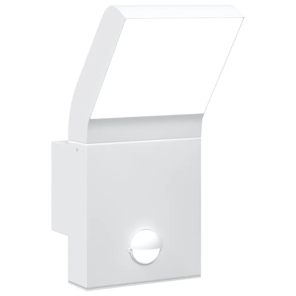 Candeeiro parede LED exterior com sensor alumínio fundido branco