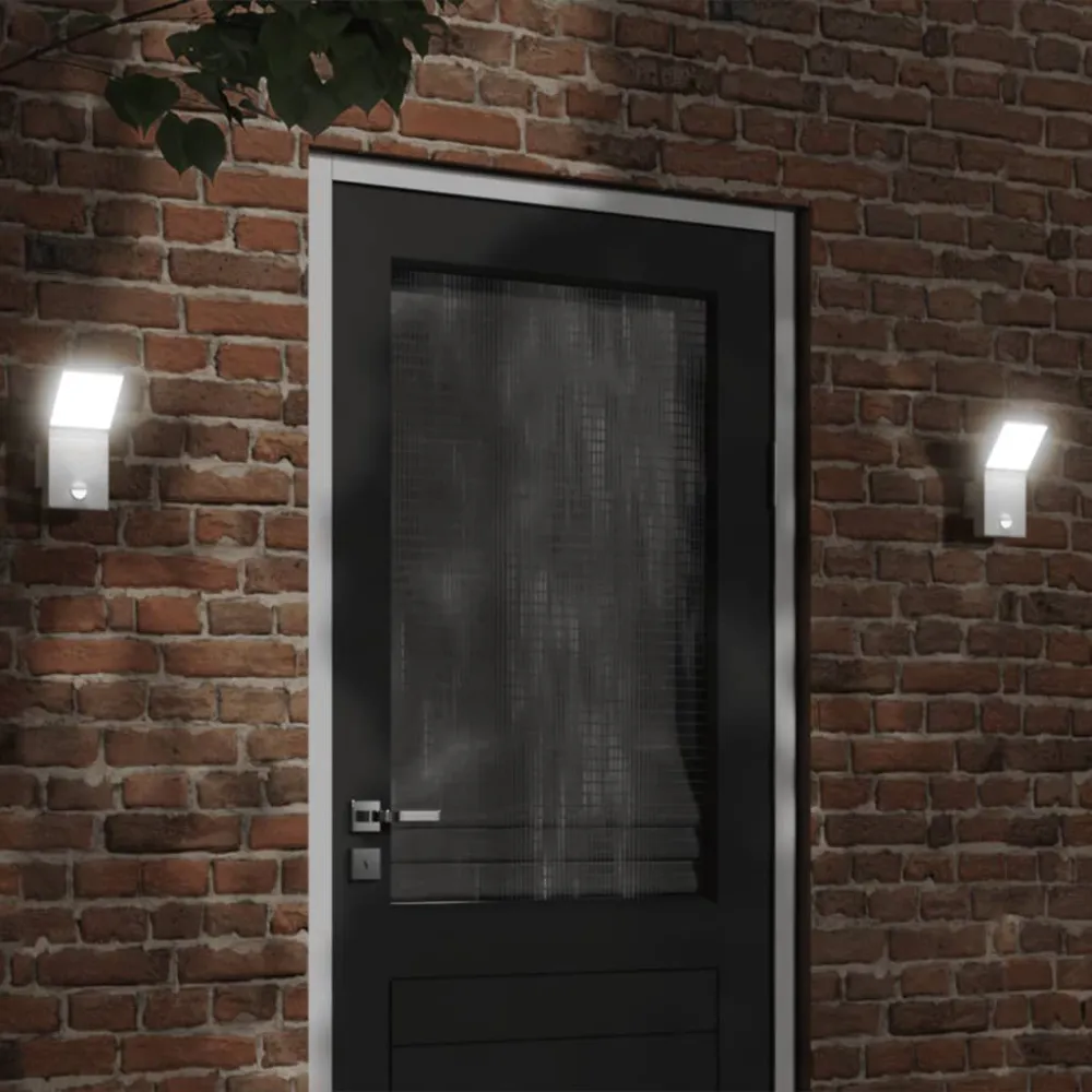 Candeeiro parede LED exterior com sensor alumínio fundido branco