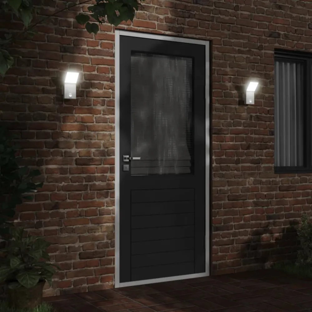 Candeeiro parede LED exterior com sensor alumínio fundido branco