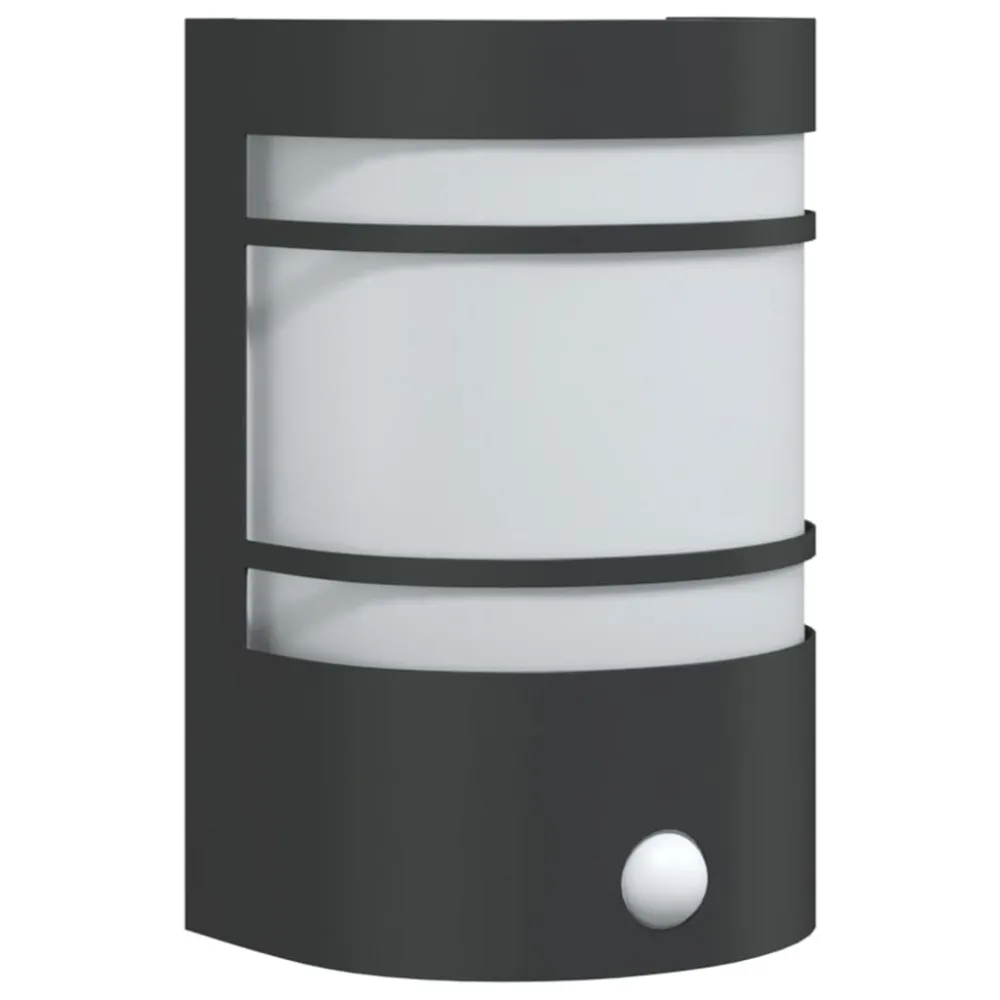 Candeeiro de parede para exterior com sensor ço inoxidável preto