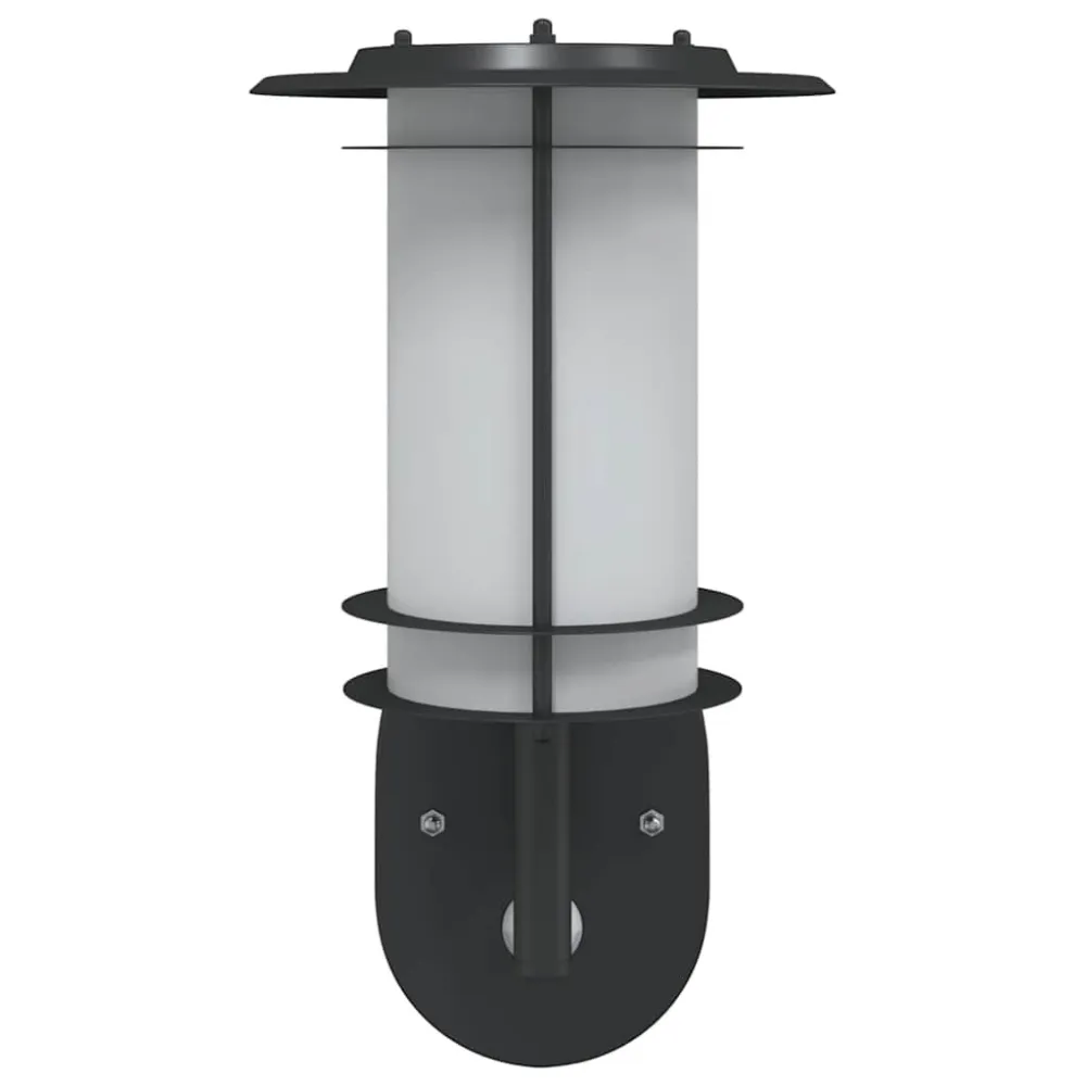 Candeeiro de parede para exterior com sensor ço inoxidável preto