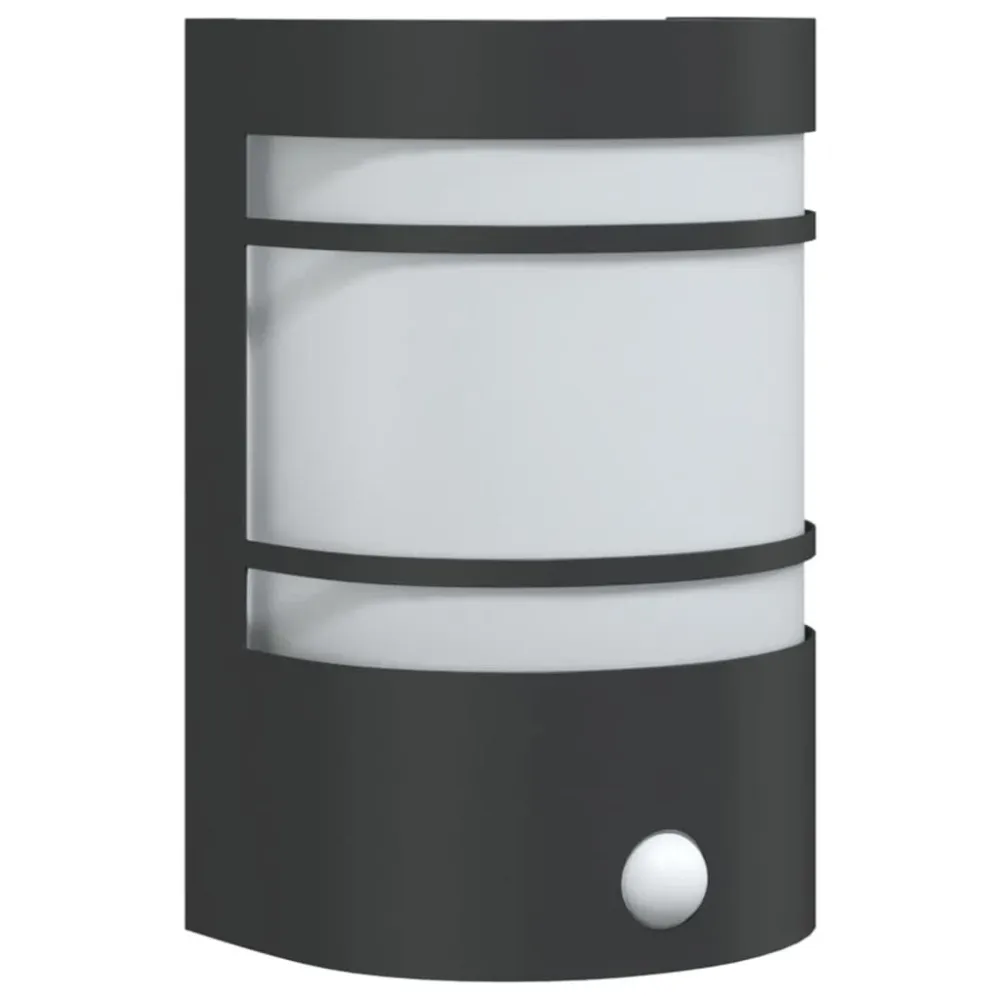 Candeeiro de parede para exterior com sensor ço inoxidável preto