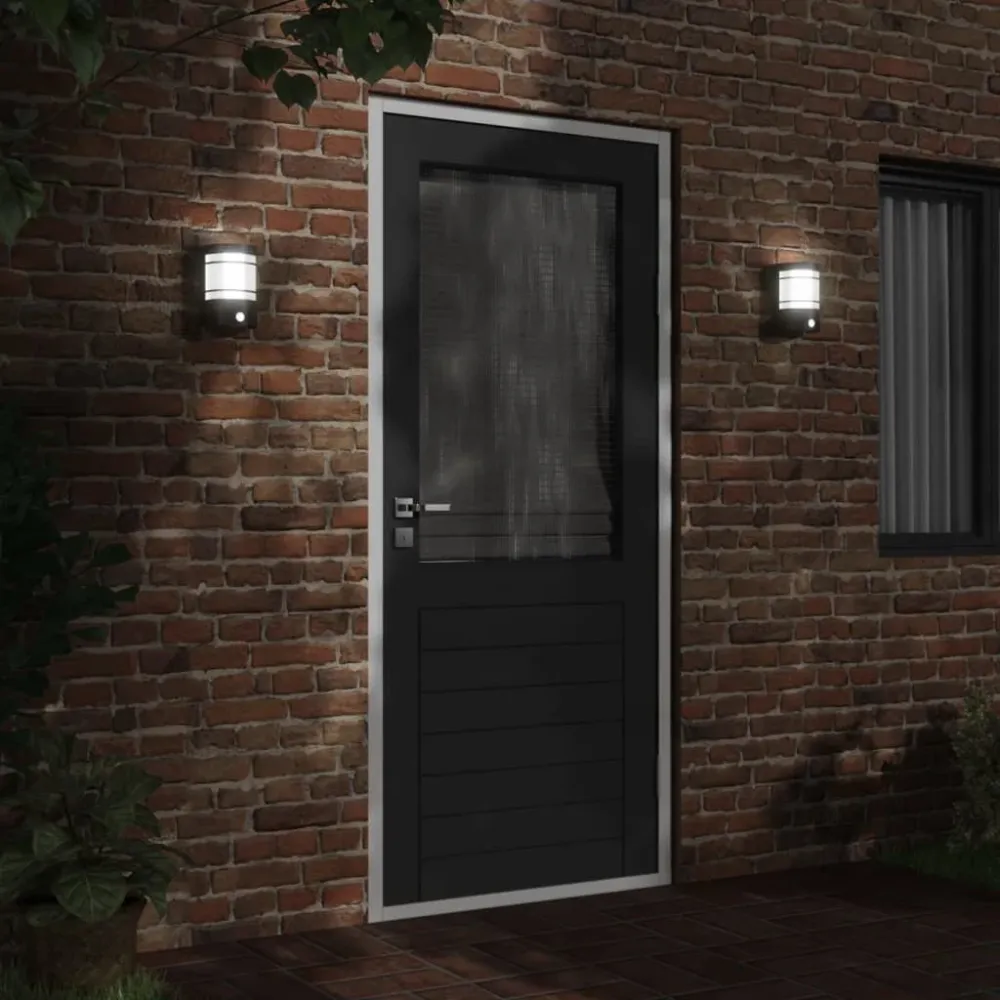 Candeeiro de parede para exterior com sensor ço inoxidável preto