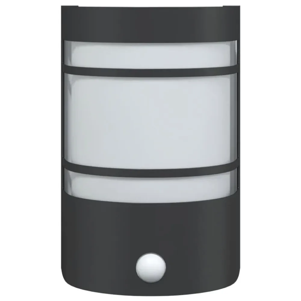 Candeeiro de parede para exterior com sensor ço inoxidável preto