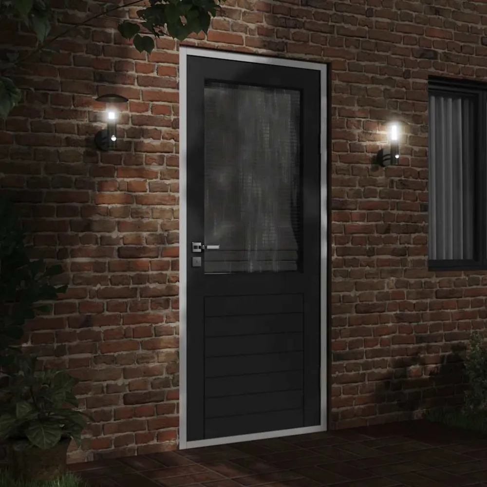 Candeeiro de parede para exterior com sensor ço inoxidável preto