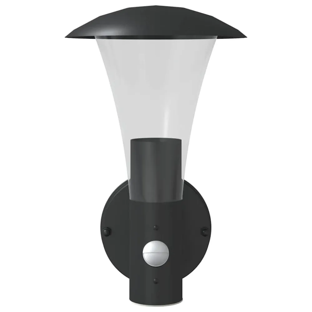 Candeeiro de parede para exterior com sensor ço inoxidável preto