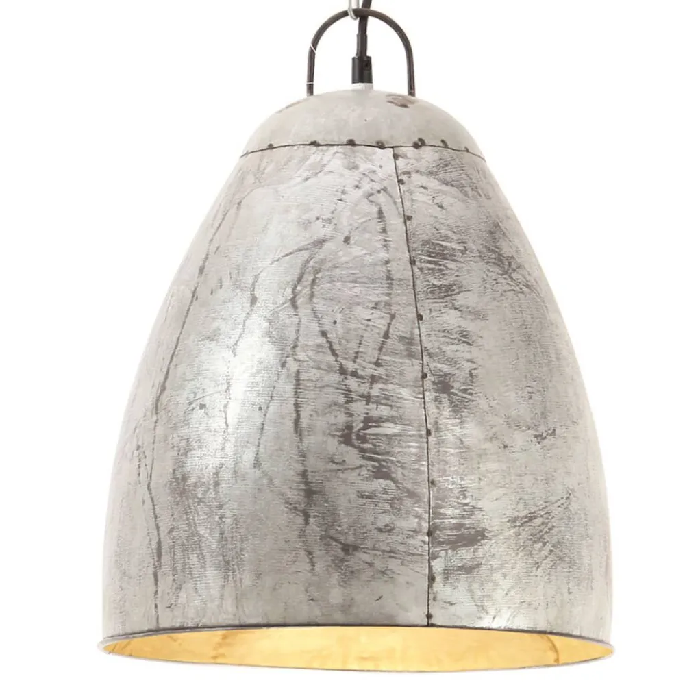 Candeeiro suspenso industrial redondo 25 W 32 cm E27 prateado