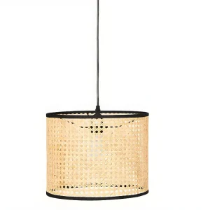 Candeeiro de teto NEIROBI - Ferro/vime -30x30x120 cm - Preto