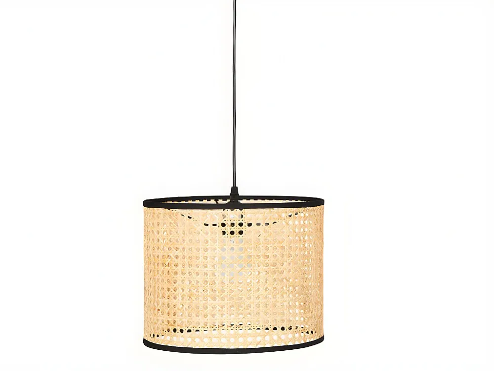 Candeeiro de teto NEIROBI - Ferro/vime -30x30x120 cm - Preto
