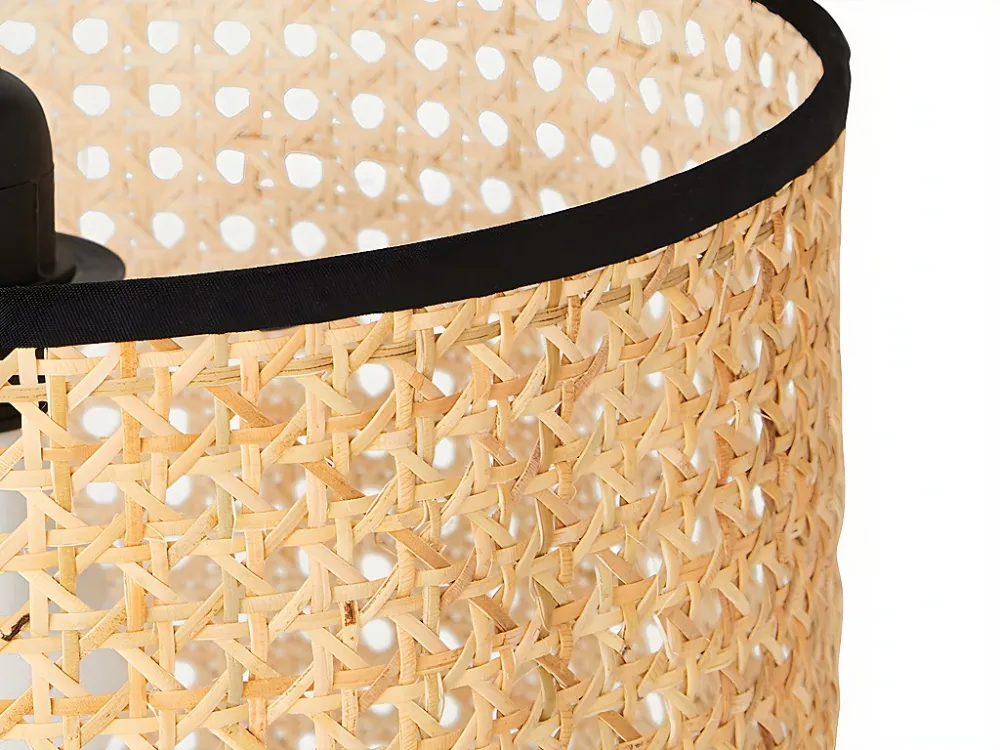Candeeiro de teto NEIROBI - Ferro/vime -30x30x120 cm - Preto