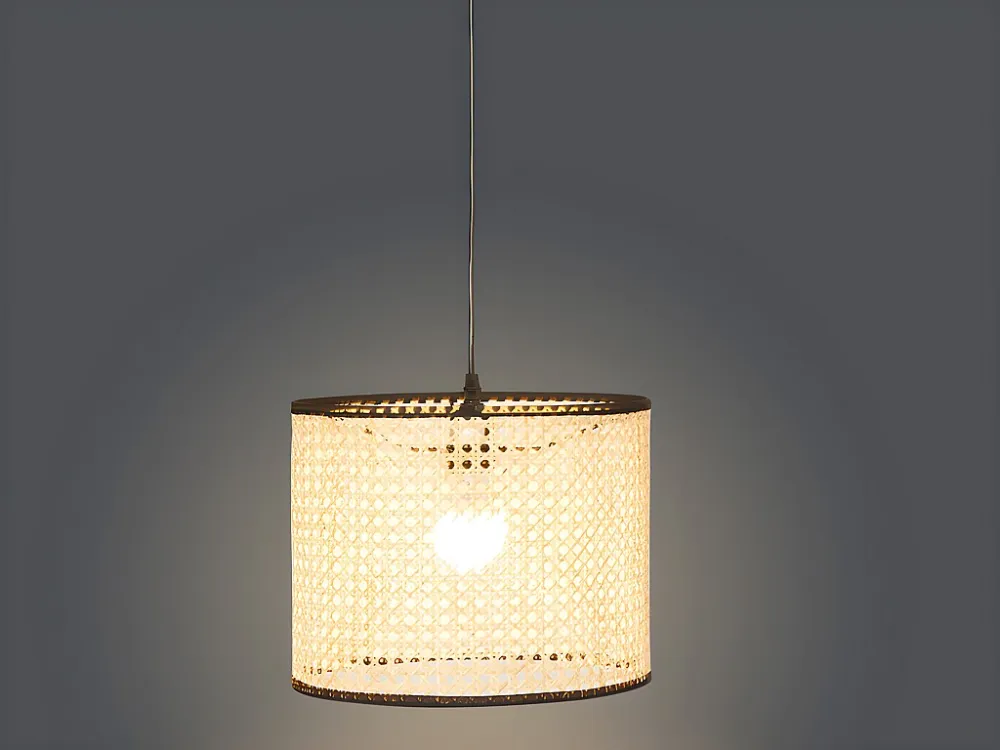 Candeeiro de teto NEIROBI - Ferro/vime -30x30x120 cm - Preto