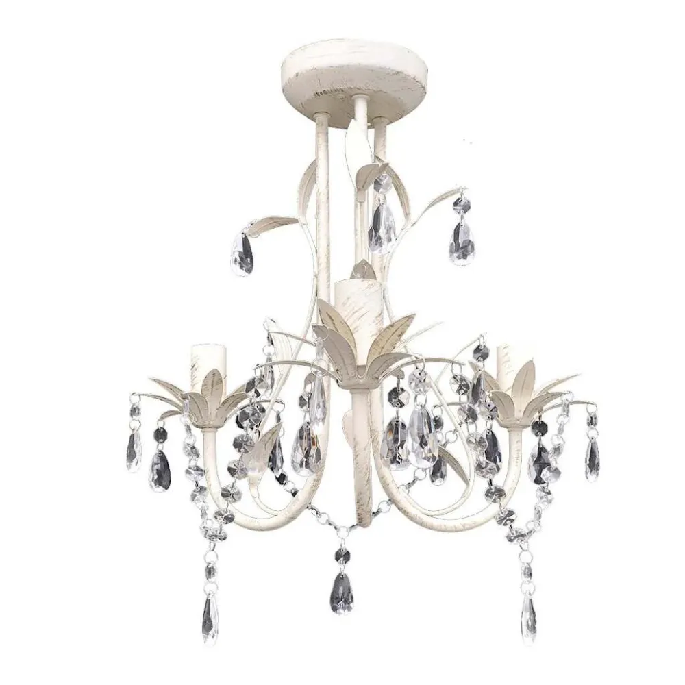 Candelabro com Cristais Pendente Sofisticado em branco