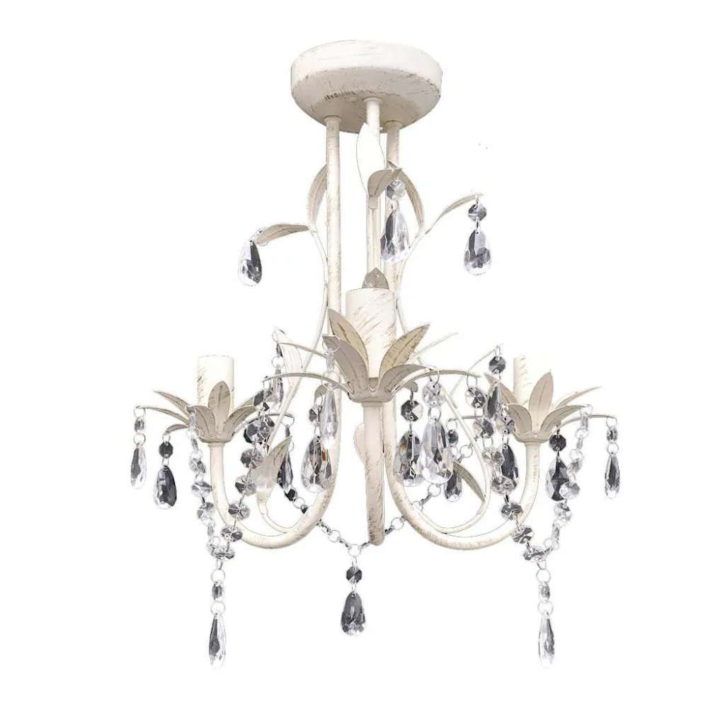 Candelabro com Cristais Pendente Sofisticado em branco
