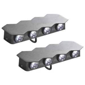 Conjunto de 2 candeeiros de parede LED de exterior em metálico preto WELDON