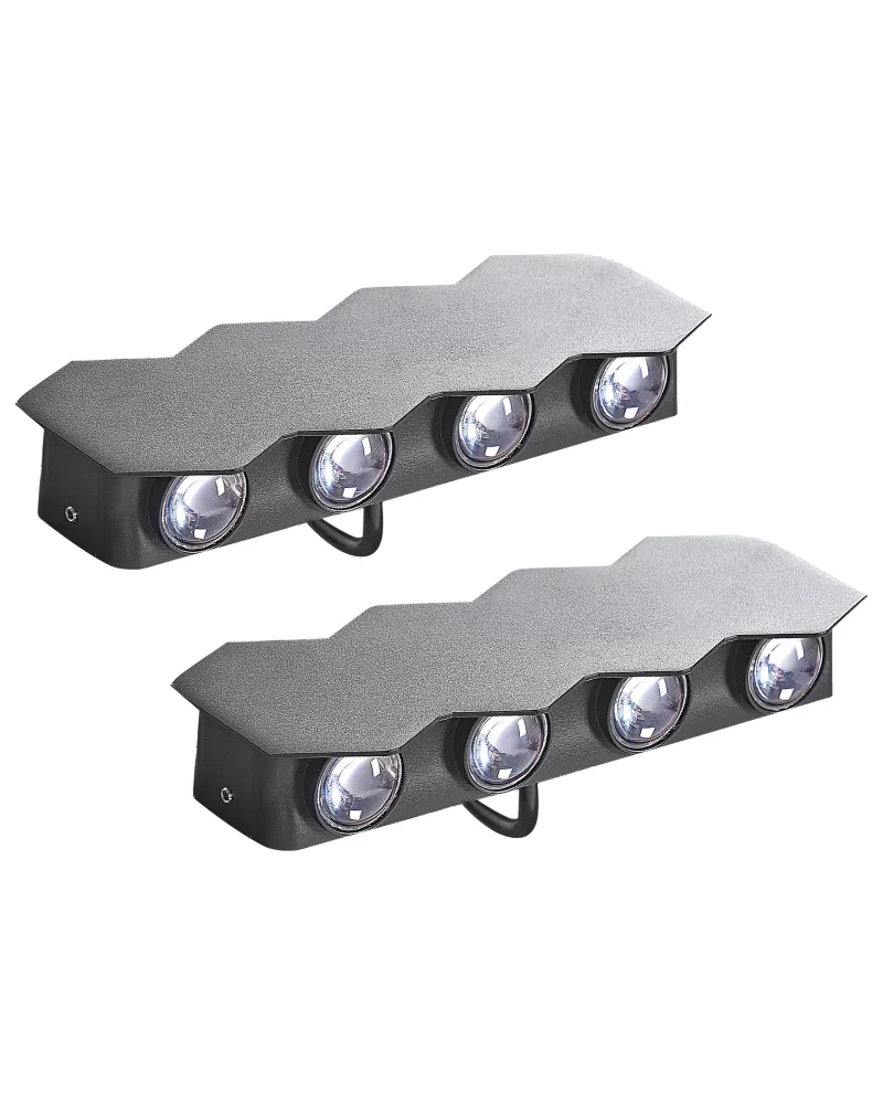 Conjunto de 2 candeeiros de parede LED de exterior em metálico preto WELDON