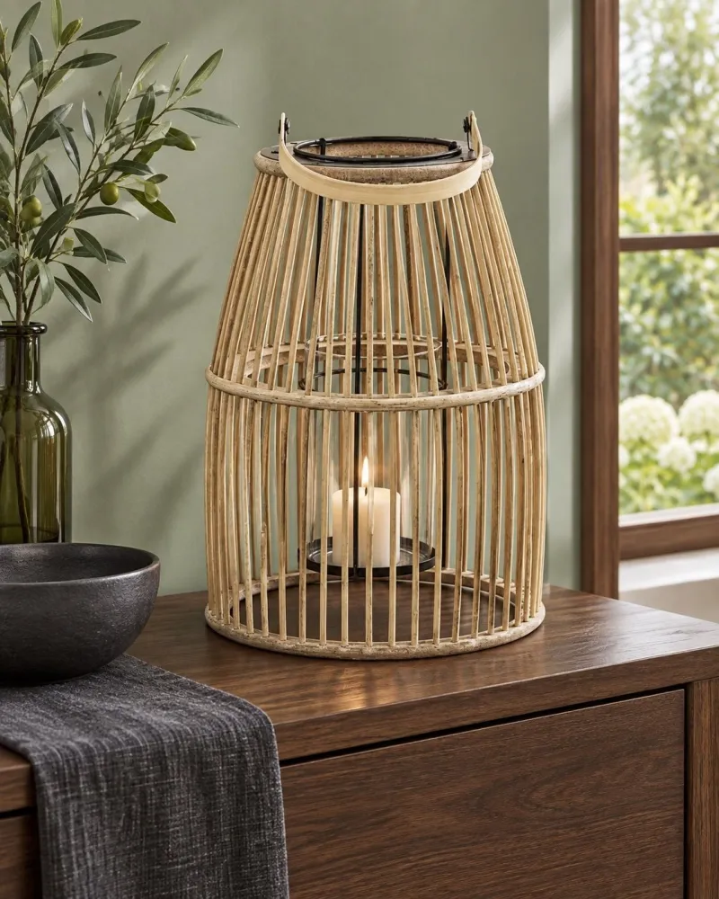 Lanterna de bambu creme HOSTE