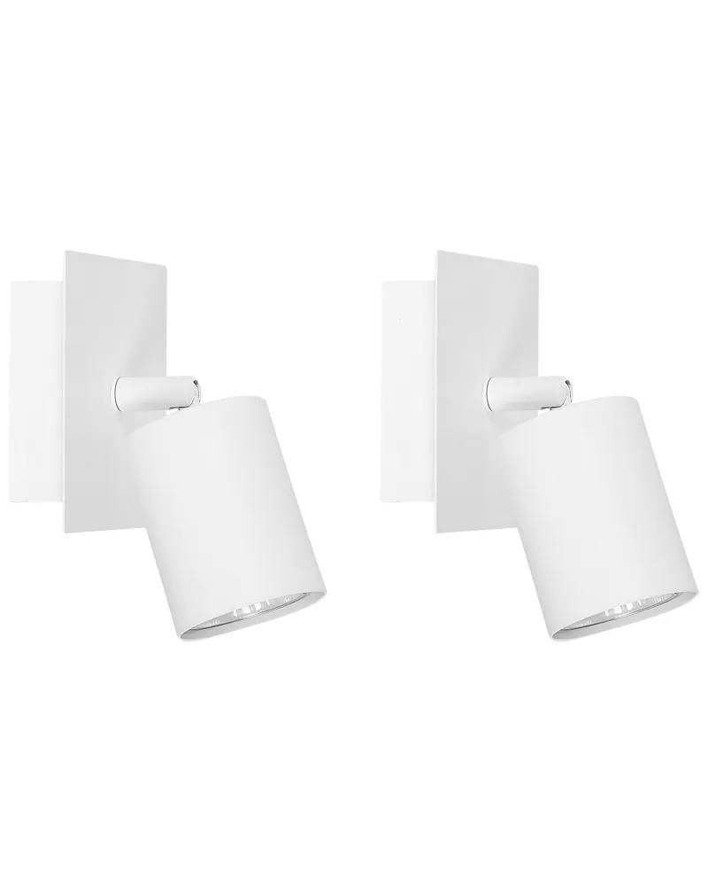 Cabo de Prolongamento Set 2 Metal Spotlights Lamps Branco TIGRIS