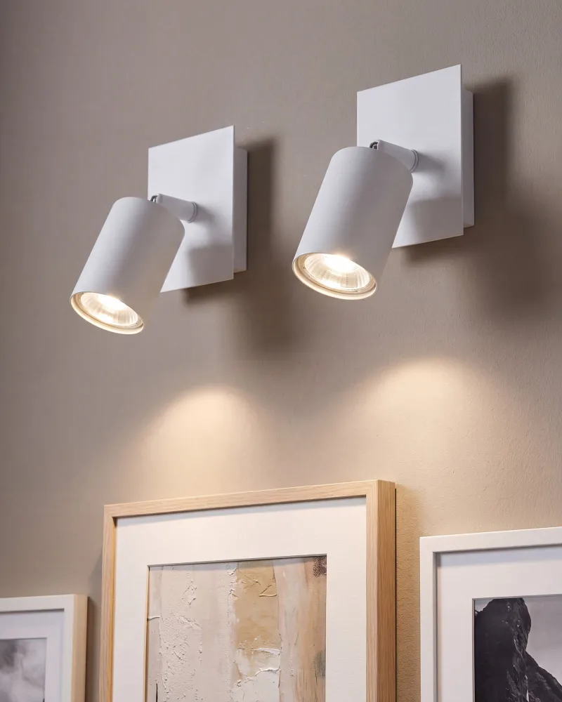 Cabo de Prolongamento Set 2 Metal Spotlights Lamps Branco TIGRIS