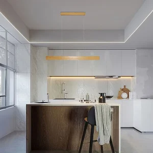 Candeeiro suspenso alumínio - L. 118,5 cm - Cor madeira clara - DORVAL com Conector IP65