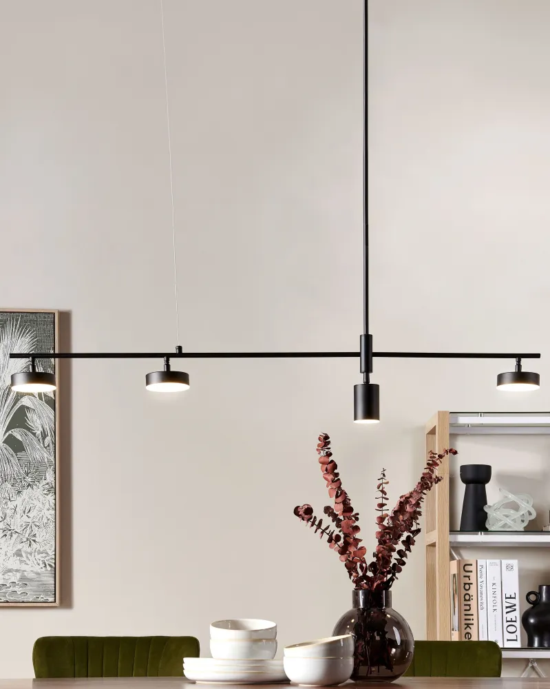 Candeeiro de teto com 4 focos LED em metálico preto FOYLE