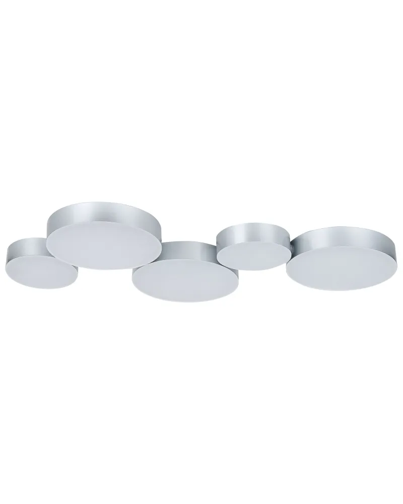 Candeeiro de teto com 5 focos LED em metálico prateado LUGA com Controle Remoto