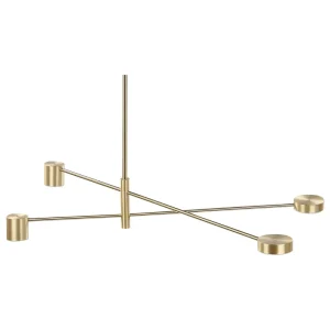 Candeeiro de teto com 4 focos em metálico dourado BANDON | 12V | 100W