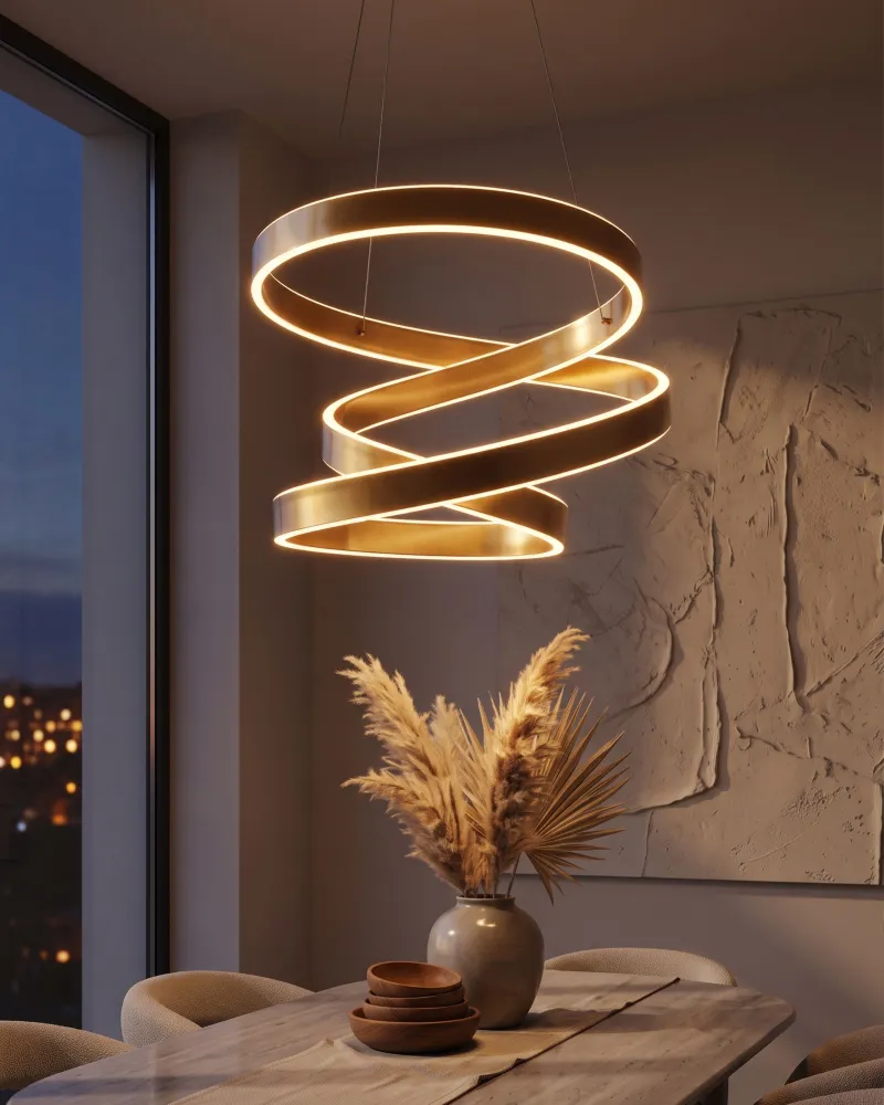 Candeeiro de teto com LED em metálico dourado WANLI (À Prova d'Água)