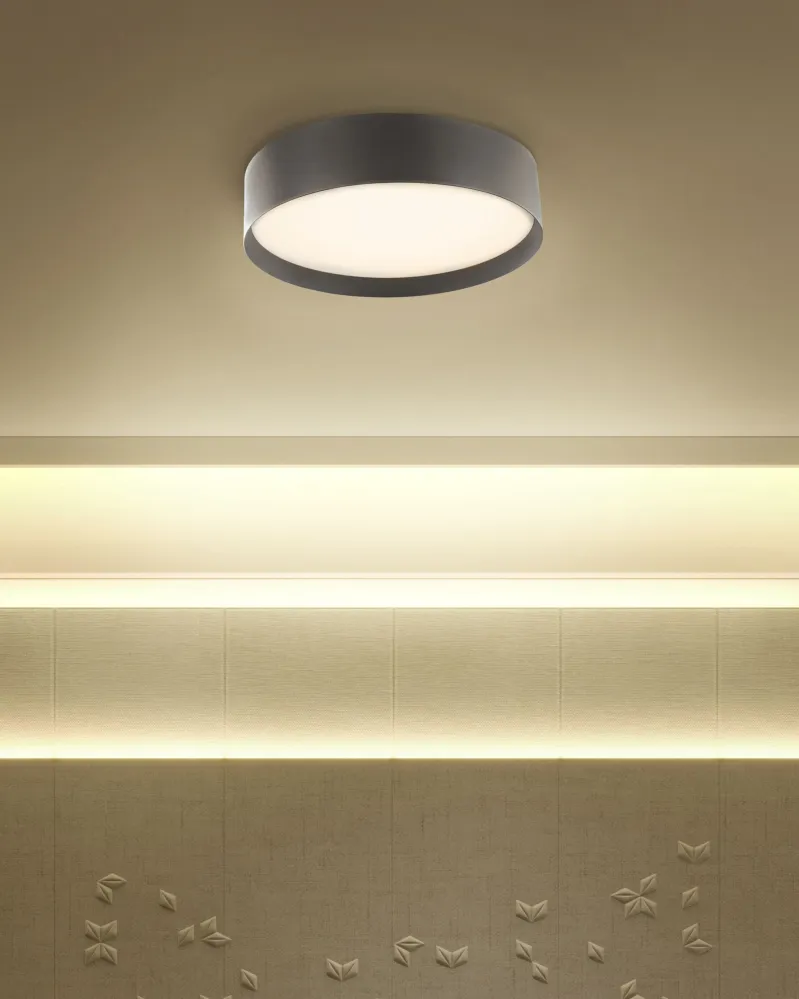 Candeeiro de teto com LED em metálico preto ⌀ 45 cm MOEI Fácil Instalação