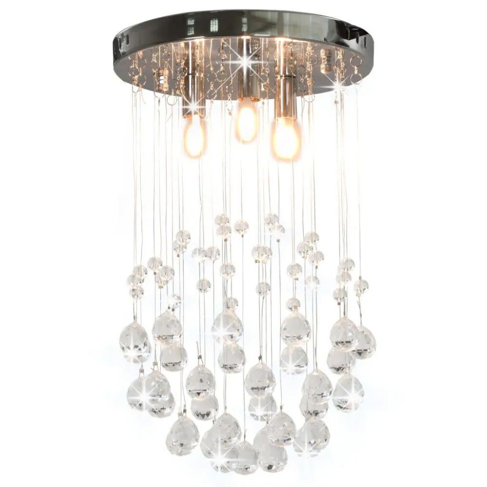 Candeeiro teto contas cristal 3 lâmpadas G9 esférico prateado com Sensor de Luz Diurna