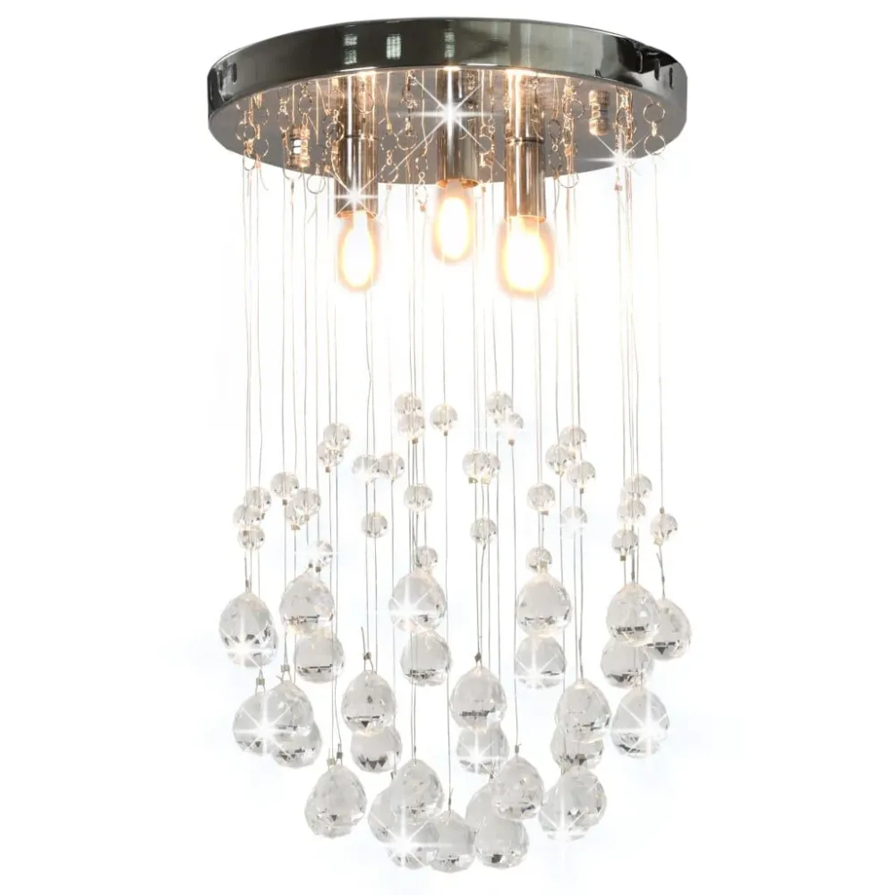Candeeiro teto contas cristal 3 lâmpadas G9 esférico prateado com Sensor de Luz Diurna