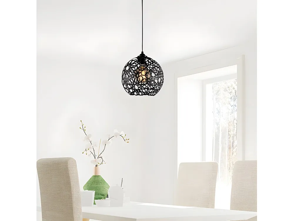 Candeeiro de teto filiforme em metálico altura regulável CELINDRA. D25 x A39/119 cm. Preto