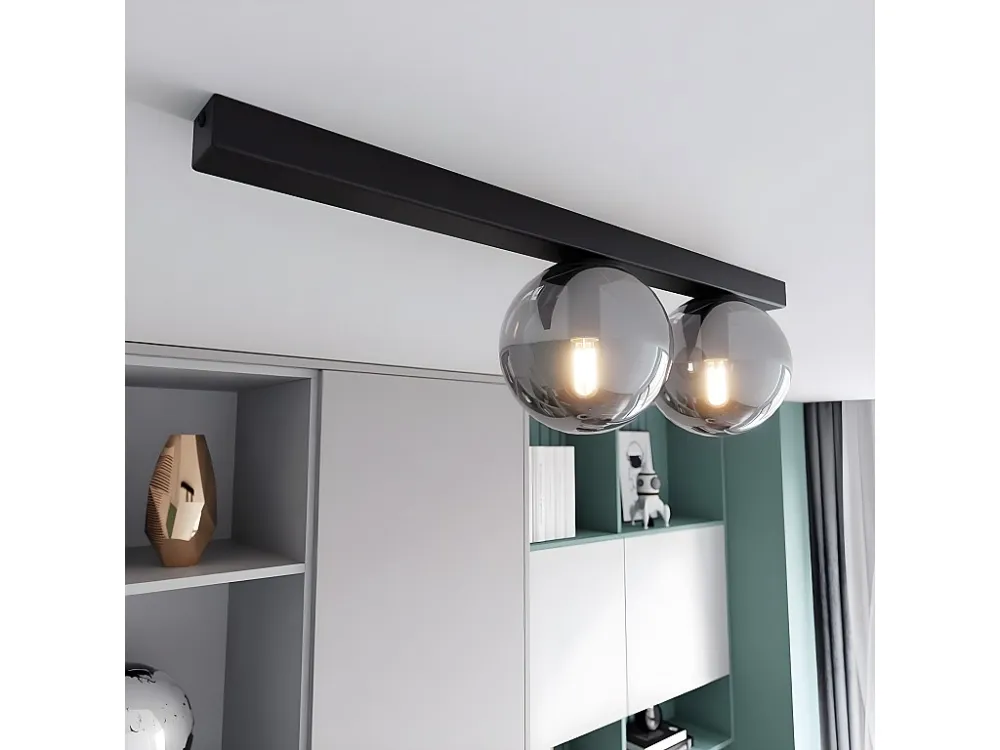 Candeeiro de Teto Fit, Preto, 60x17x14 cm, EPIKASA com Sensor de Luz Diurna