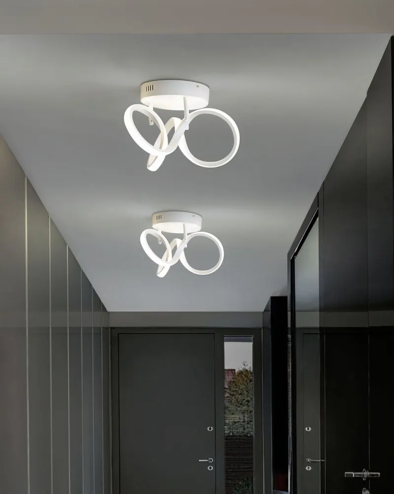 Candeeiro de teto LED em metálico branco MONGO