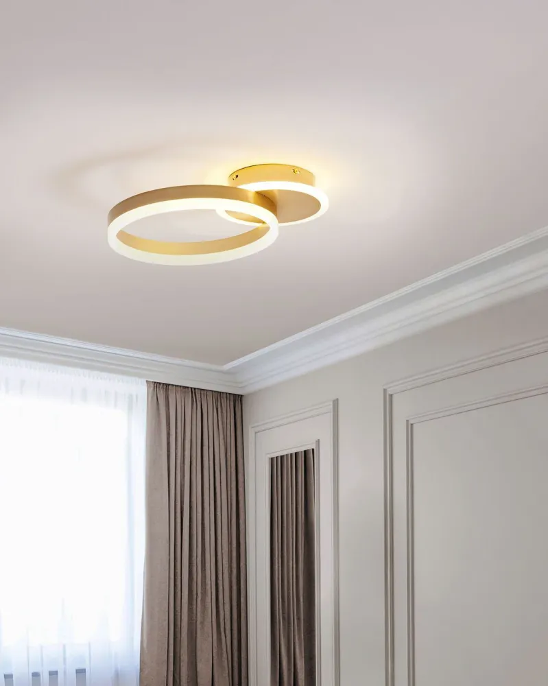 Candeeiro de teto LED em metálico dourado GLYDE