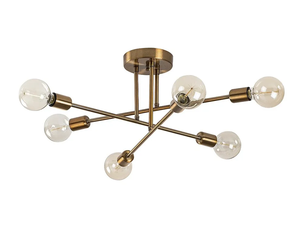 Candeeiro de teto em metálico 3 braços L64 x A30 cm dourado - FLOWERA