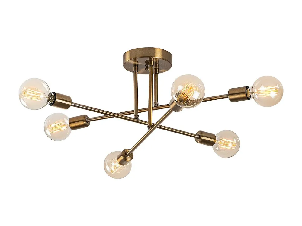 Candeeiro de teto em metálico 3 braços L64 x A30 cm dourado - FLOWERA