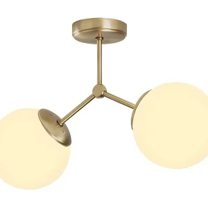 Candeeiro de teto em metálico - Candeeiro C44 x A28 cm - Dourado e branco - DAMAR para Instalação em Sanca